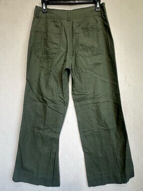 GAP Women's Dark Olive Linen Wide Legs Cargo Pants Sz 4P